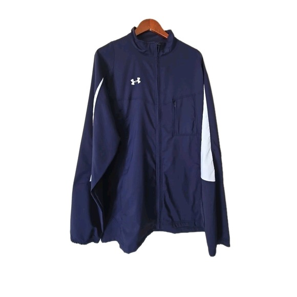 Under Armour Jacket Men's XLT Tall Blue White Full Zip Loose Fit Active Athletic - Picture 1 of 13